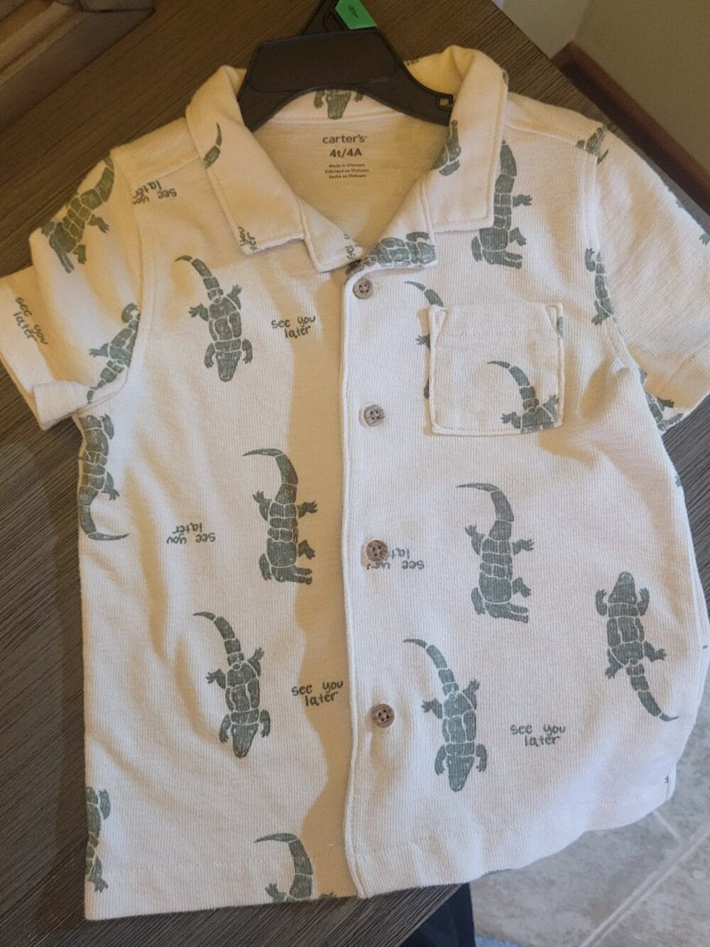 Carters Alligator Button Up Top